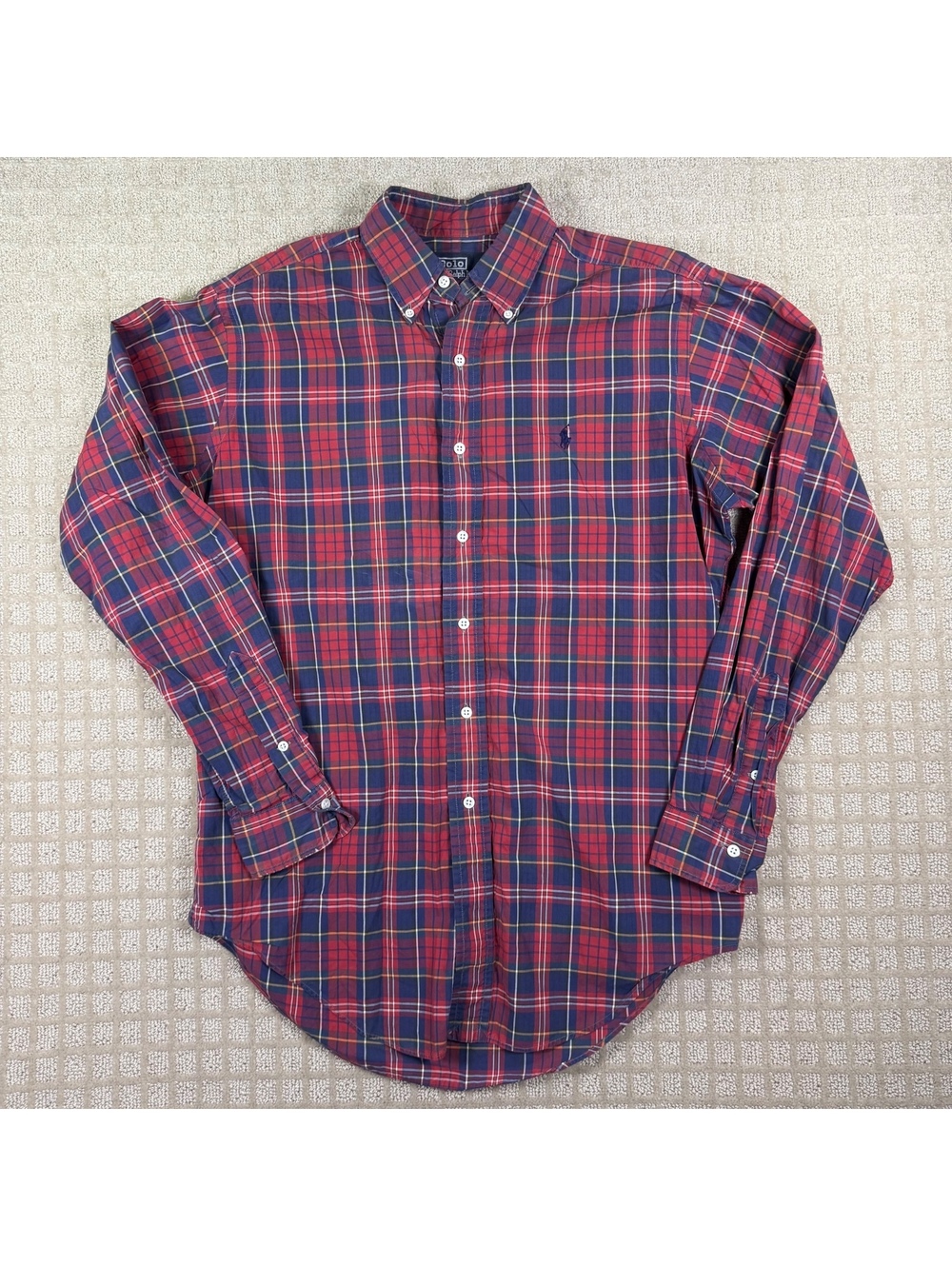 Polo by Ralph Lauren red blue plaid button-up shirt size M/M